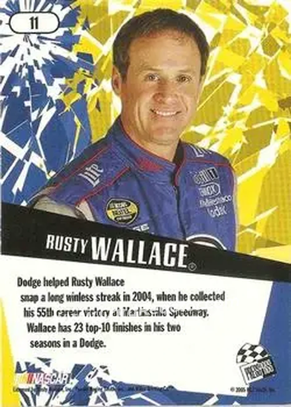 2005 Press Pass Stealth #11 - Rusty Wallace - Penske Racing South - Back