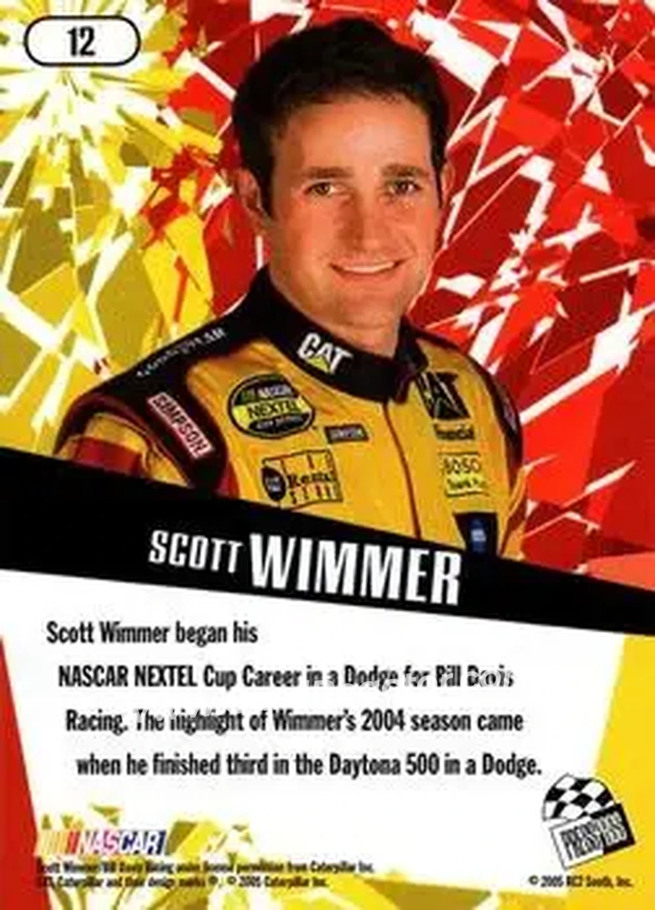 2005 Press Pass Stealth #12 - Scott Wimmer - Bill Davis Racing - Back