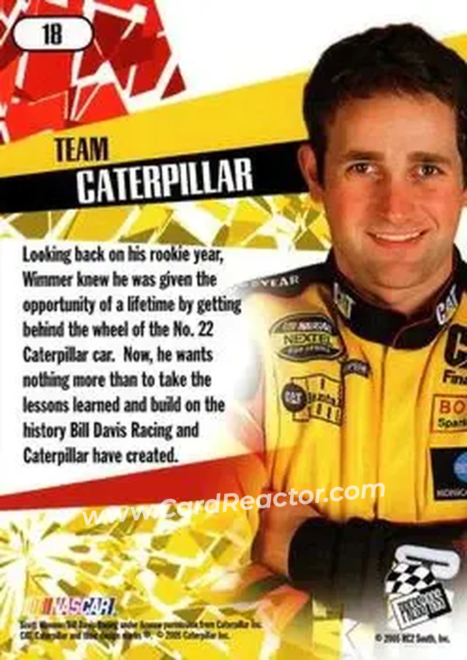 2005 Press Pass Stealth #18 - Scott Wimmer - Bill Davis Racing - Back