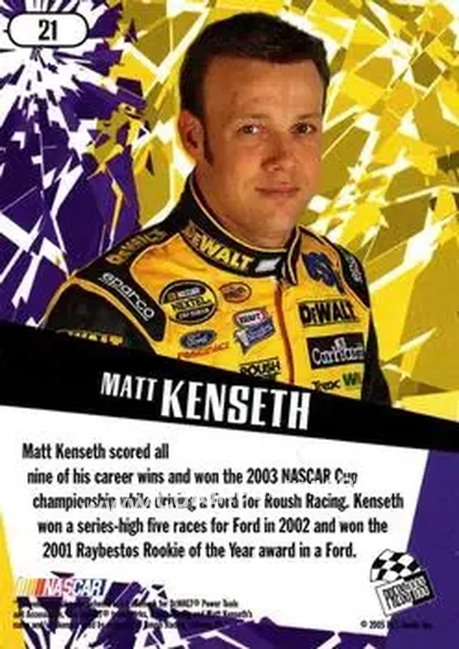 2005 Press Pass Stealth #21 - Matt Kenseth - Roush Racing - Back