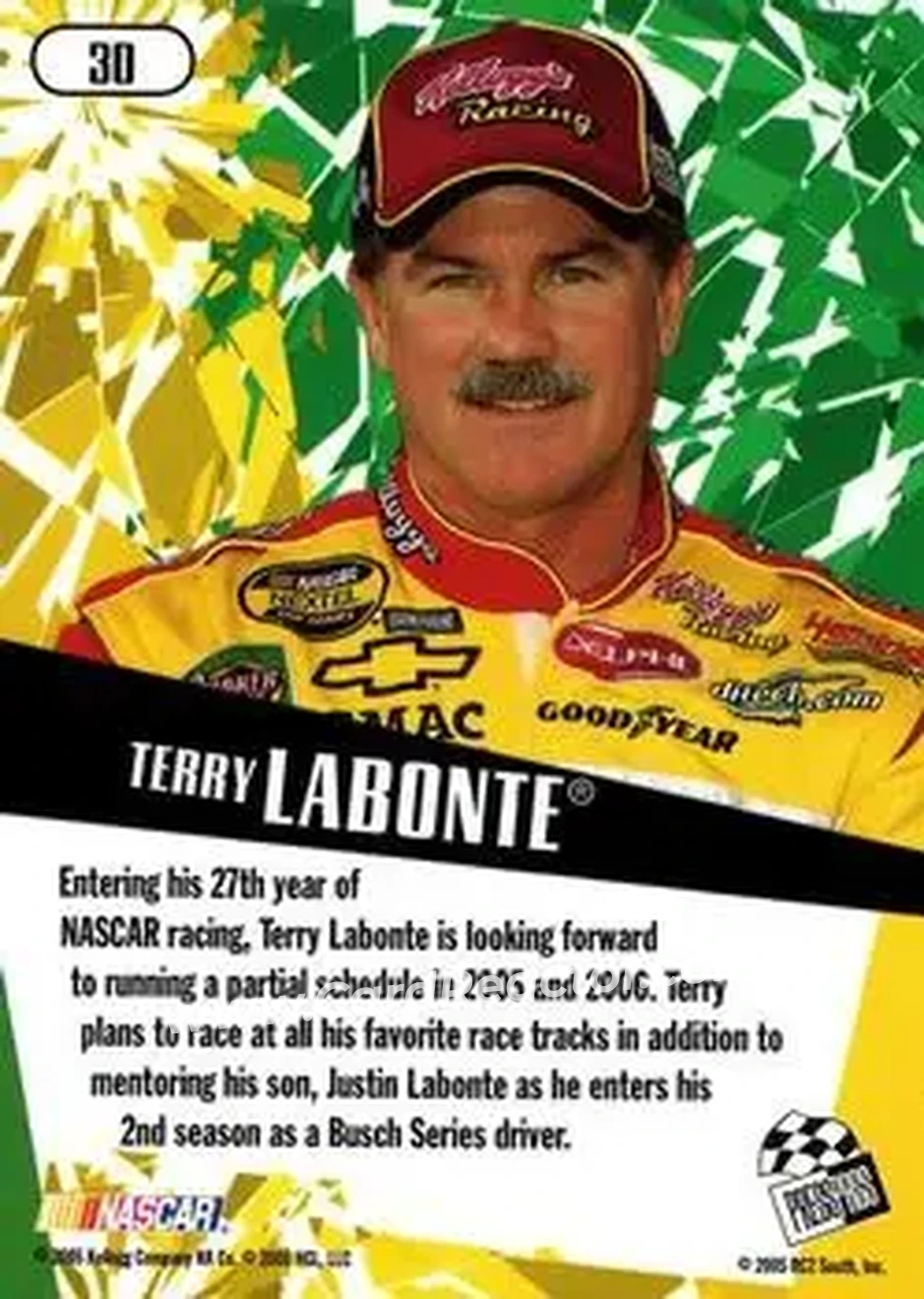 2005 Press Pass Stealth #30 - Terry Labonte - Hendrick Motorsports - Back