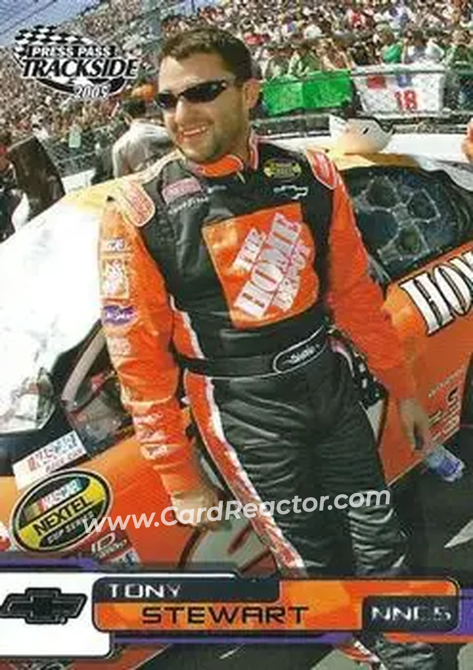 2005 Press Pass Trackside #10 - Tony Stewart - Joe Gibbs Racing - Front