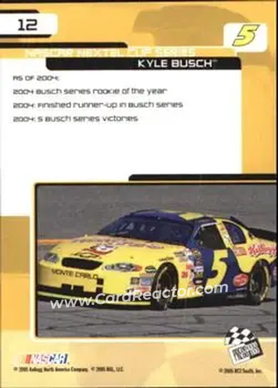 2005 Press Pass Trackside #12 - Kyle Busch - Hendrick Motorsports - Back 2005 Press Pass Trackside #12 - Kyle Busch - Hendrick Motorsports - Back