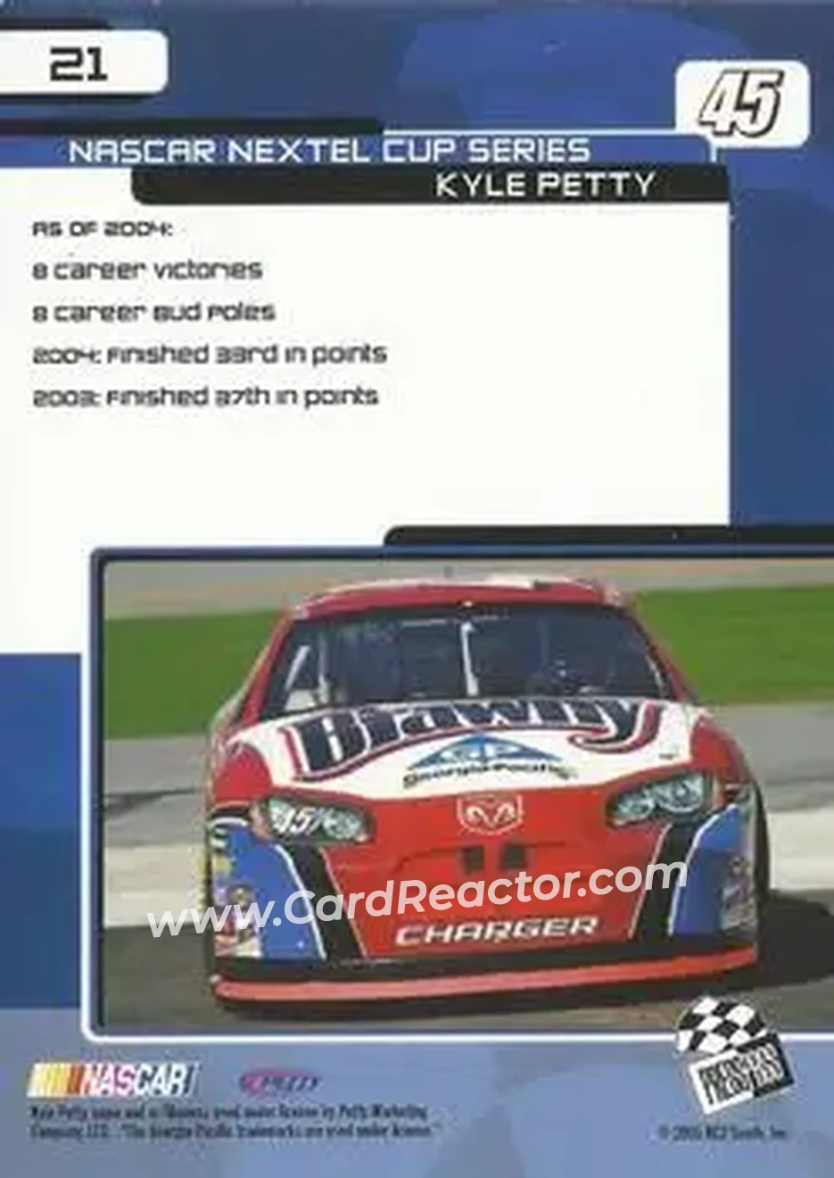 2005 Press Pass Trackside #21 - Kyle Petty - Petty Enterprises - Back