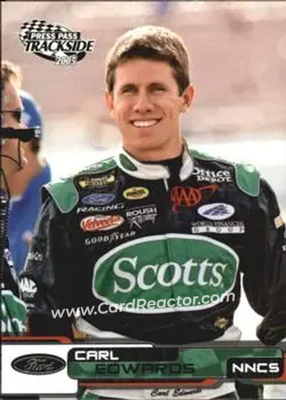 2005 Press Pass Trackside #28 - Carl Edwards - Roush Racing - Front 2005 Press Pass Trackside #28 - Carl Edwards - Roush Racing - Front