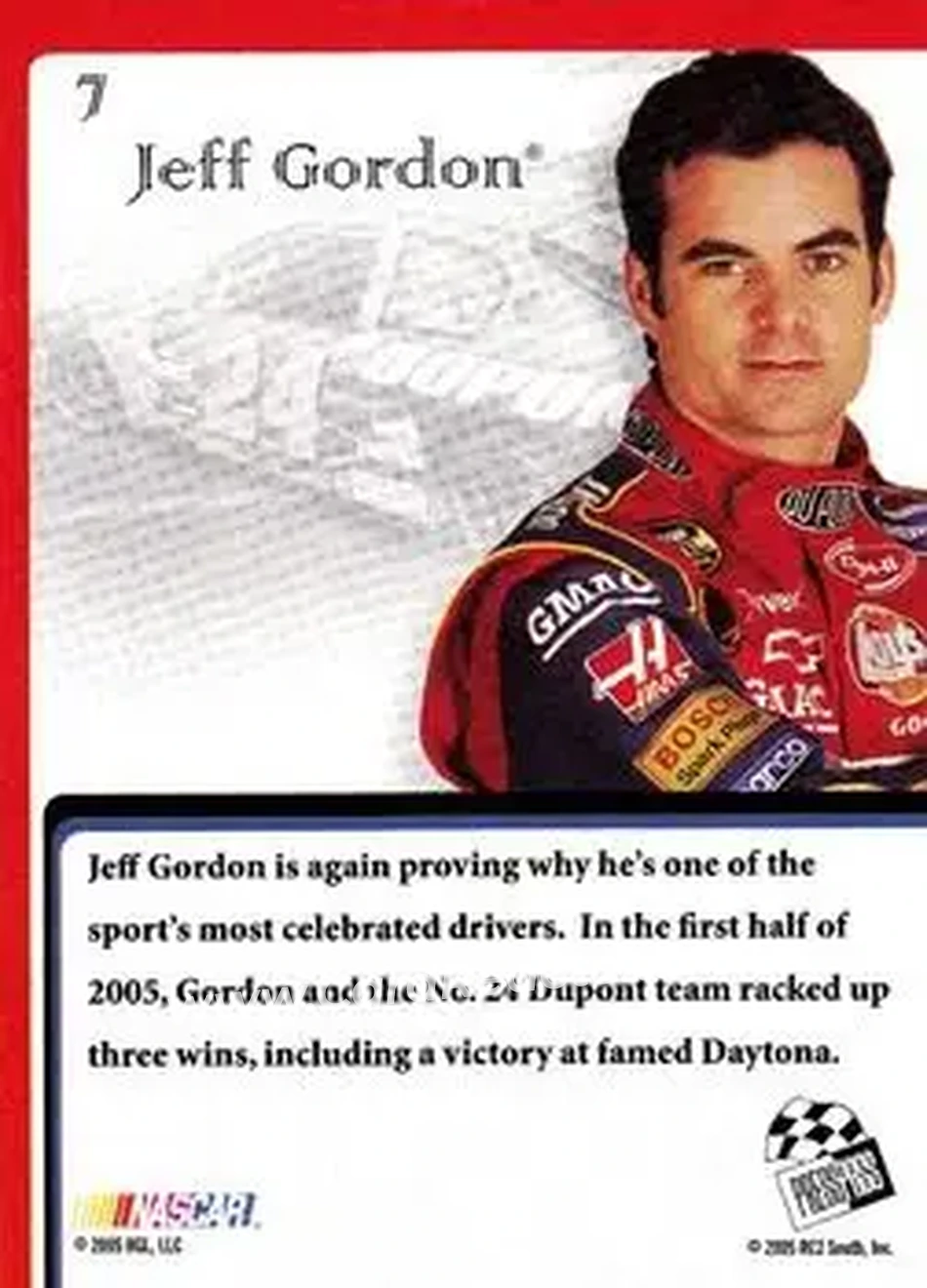 2005 Press Pass VIP #7 - Jeff Gordon - Hendrick Motorsports - Back 2005 Press Pass VIP #7 - Jeff Gordon - Hendrick Motorsports - Back