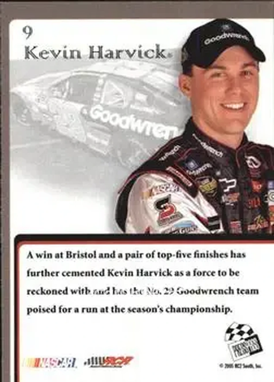2005 Press Pass VIP #9 - Kevin Harvick - Richard Childress Racing - Back