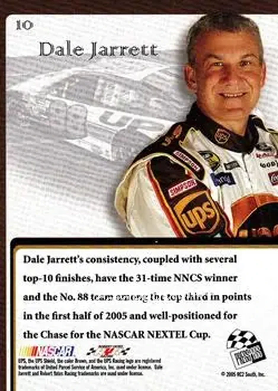 2005 Press Pass VIP #10 - Dale Jarrett - Robert Yates Racing - Back