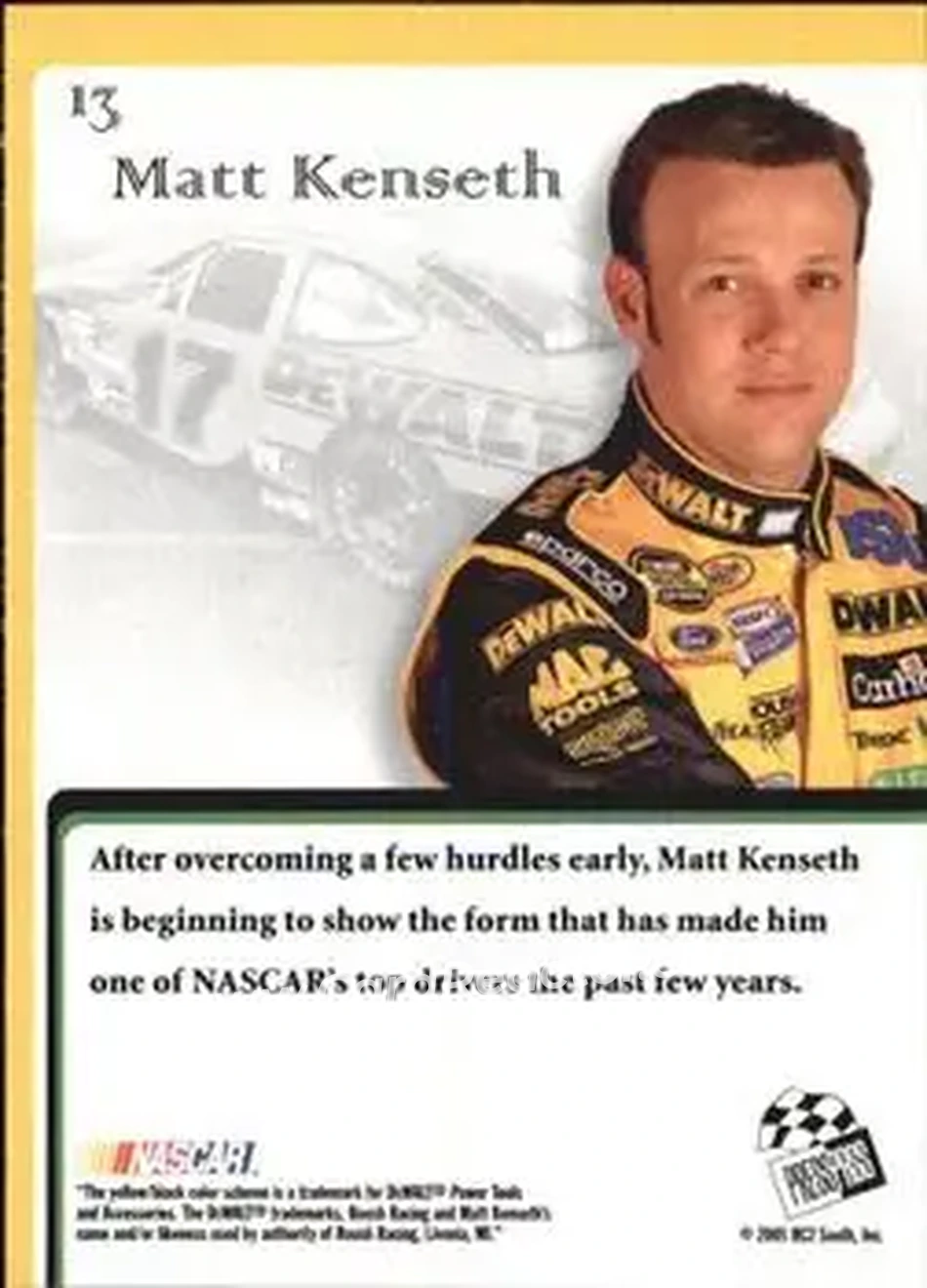 2005 Press Pass VIP #13 - Matt Kenseth - Roush Racing - Back 2005 Press Pass VIP #13 - Matt Kenseth - Roush Racing - Back