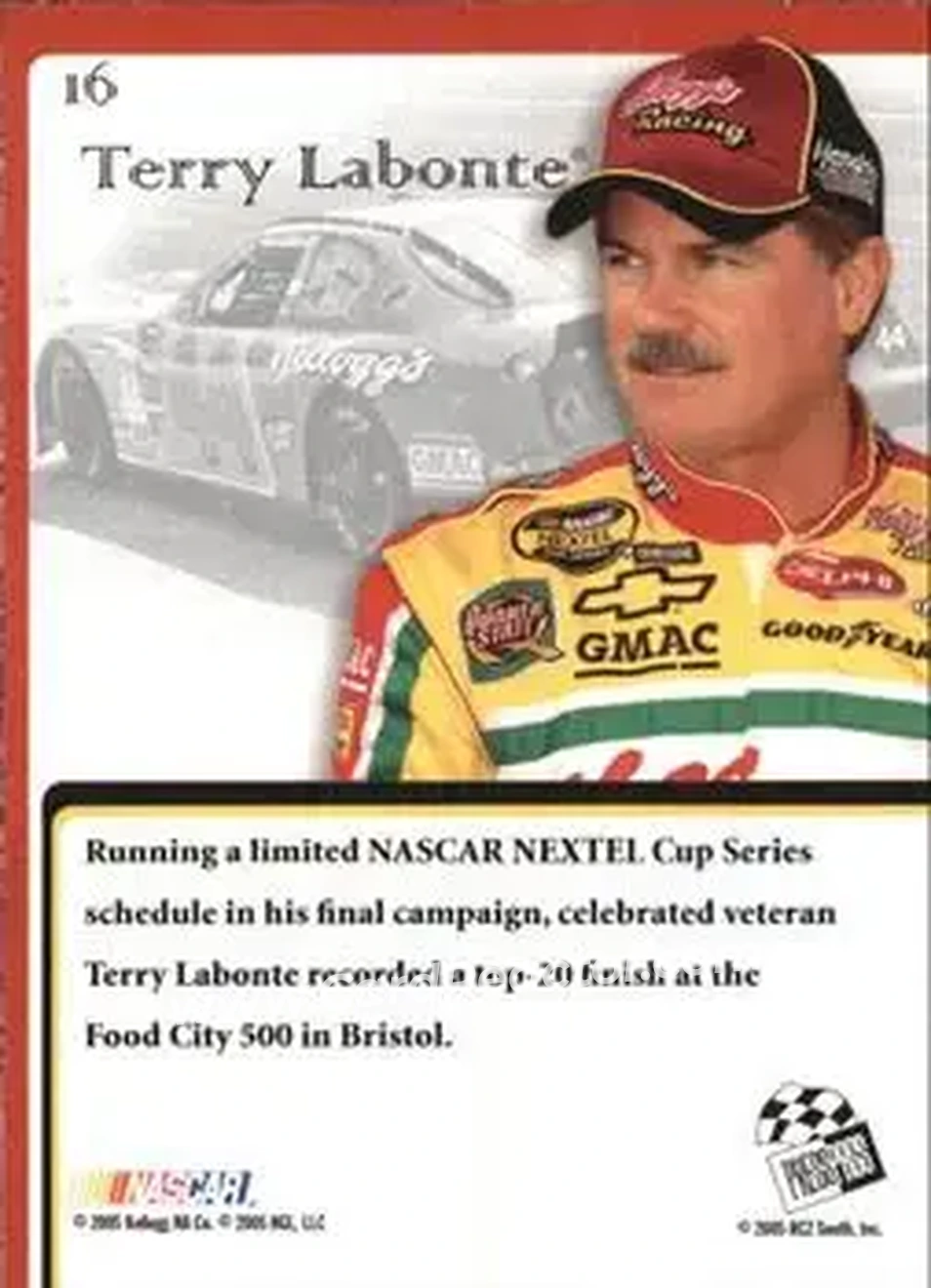 2005 Press Pass VIP #16 - Terry Labonte - Hendrick Motorsports - Back