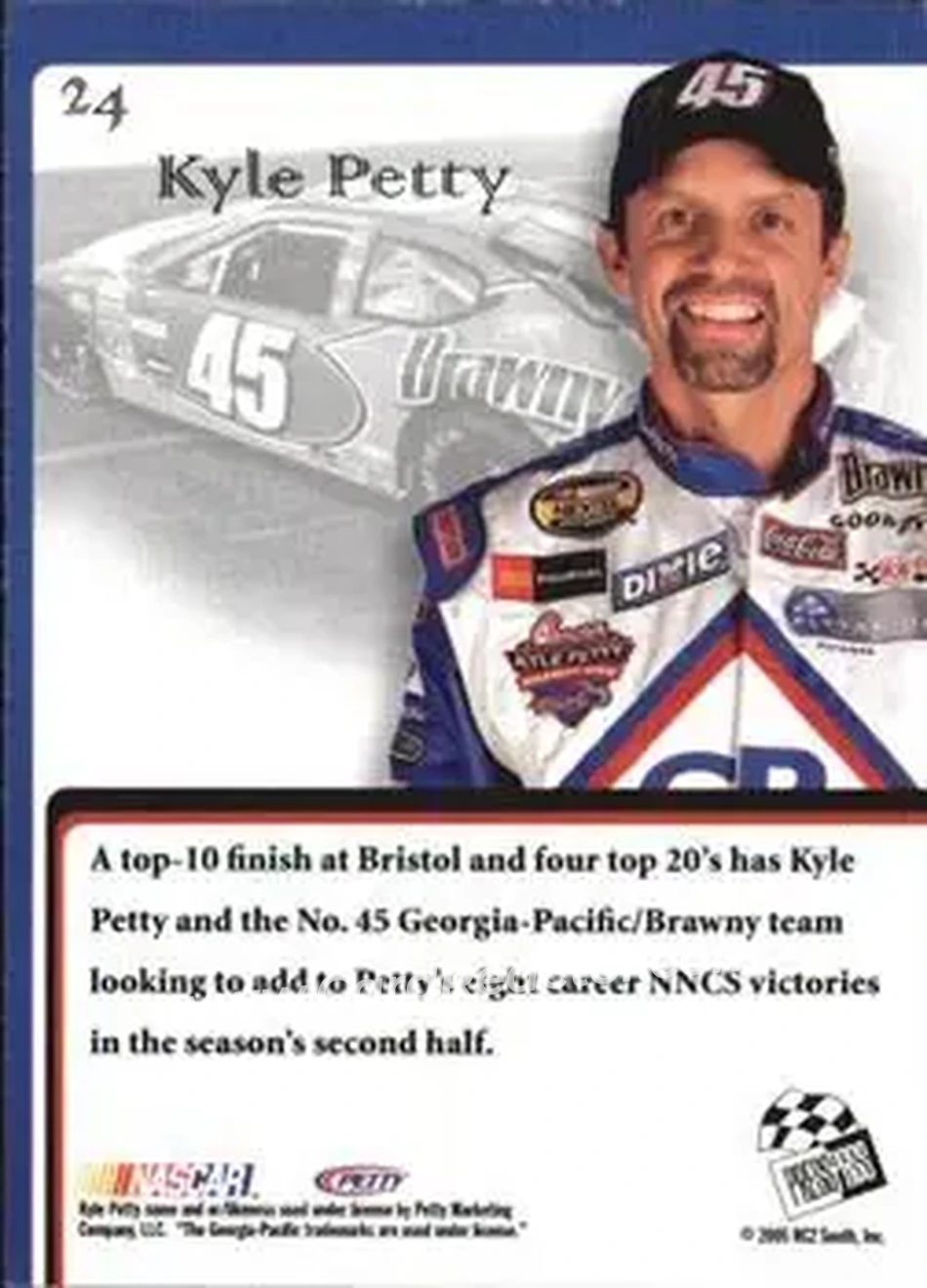 2005 Press Pass VIP #24 - Kyle Petty - Petty Enterprises - Back