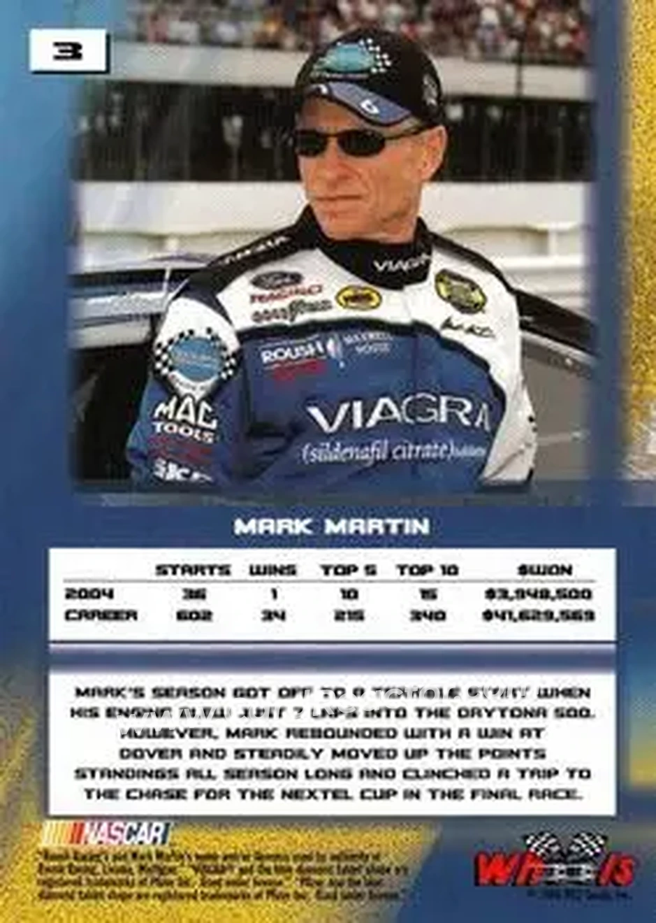 2005 Wheels High Gear #3 - Mark Martin - Roush Racing - Back 2005 Wheels High Gear #3 - Mark Martin - Roush Racing - Back