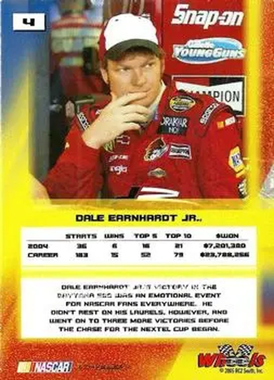 2005 Wheels High Gear #4 - Dale Earnhardt Jr - Dale Earnhardt Inc. - Back 2005 Wheels High Gear #4 - Dale Earnhardt Jr - Dale Earnhardt Inc. - Back