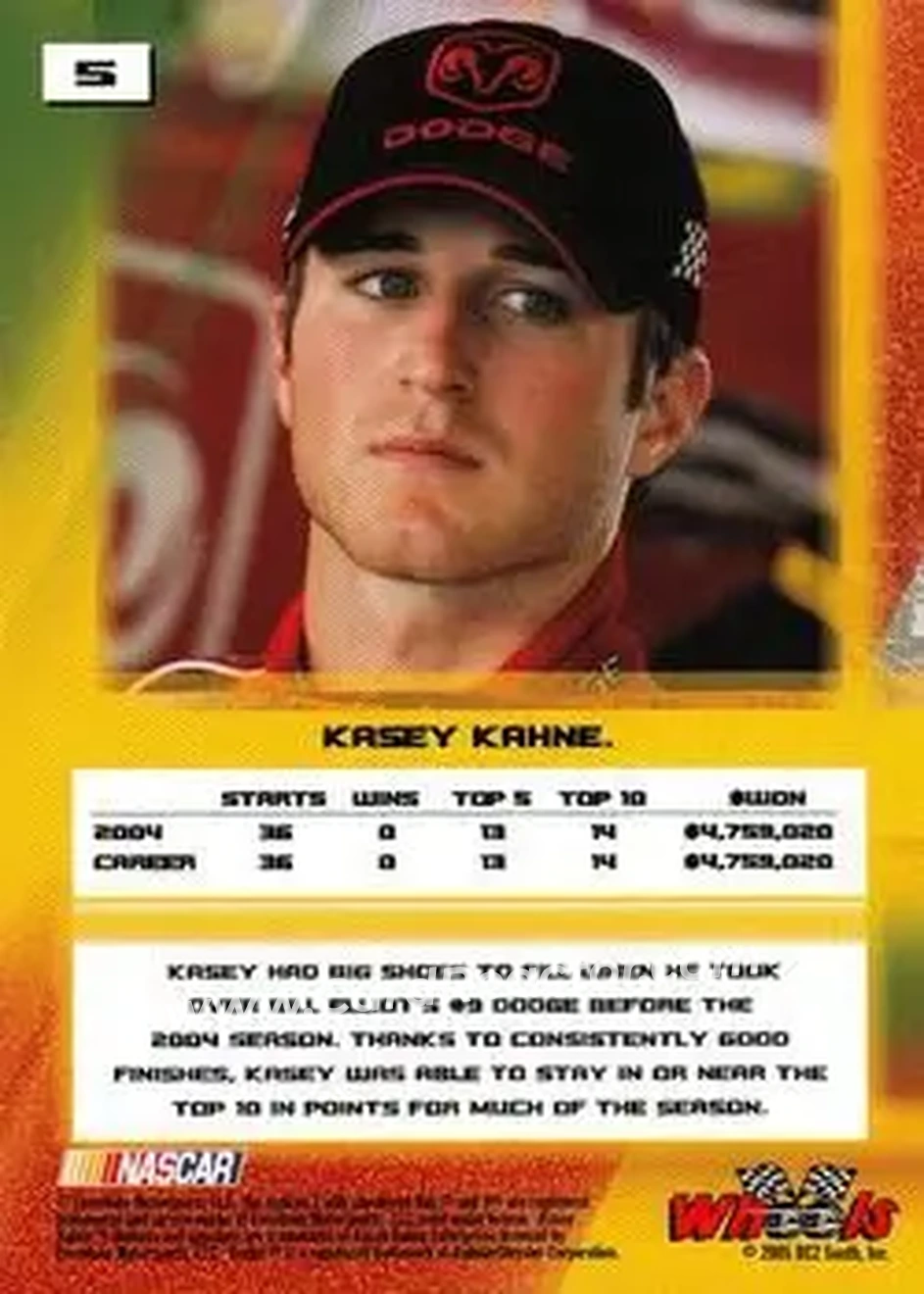 2005 Wheels High Gear #5 - Kasey Kahne - Evernham Motorsports - Back