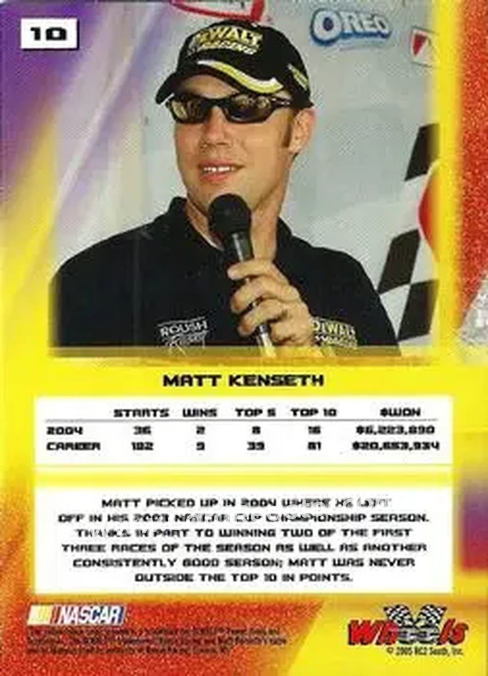 2005 Wheels High Gear #10 - Matt Kenseth - Roush Racing - Back 2005 Wheels High Gear #10 - Matt Kenseth - Roush Racing - Back
