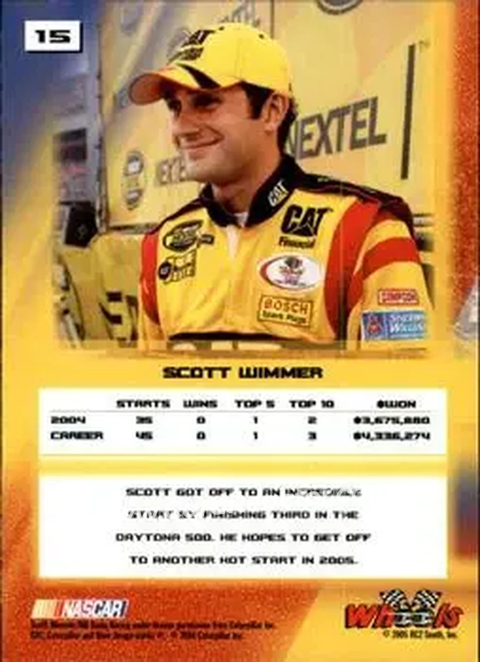 2005 Wheels High Gear #15 - Scott Wimmer - Bill Davis Racing - Back
