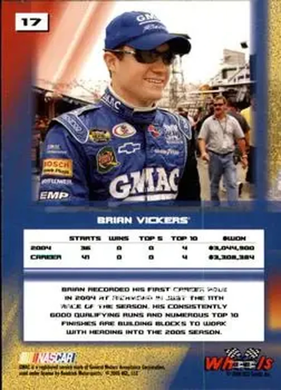 2005 Wheels High Gear #17 - Brian Vickers - Hendrick Motorsports - Back 2005 Wheels High Gear #17 - Brian Vickers - Hendrick Motorsports - Back