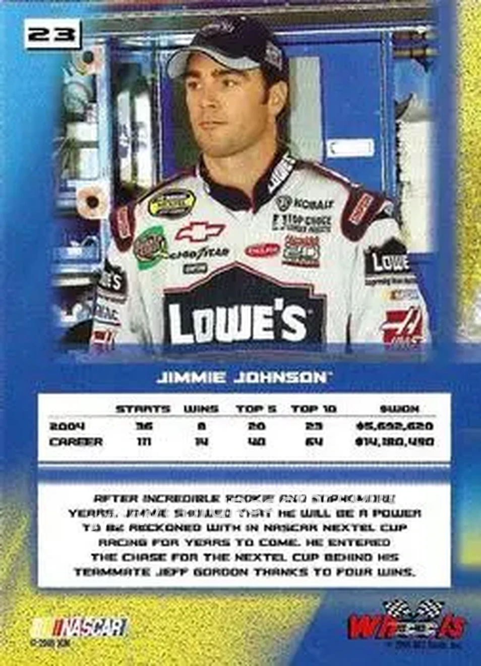 2005 Wheels High Gear #23 - Jimmie Johnson - Hendrick Motorsports - Back