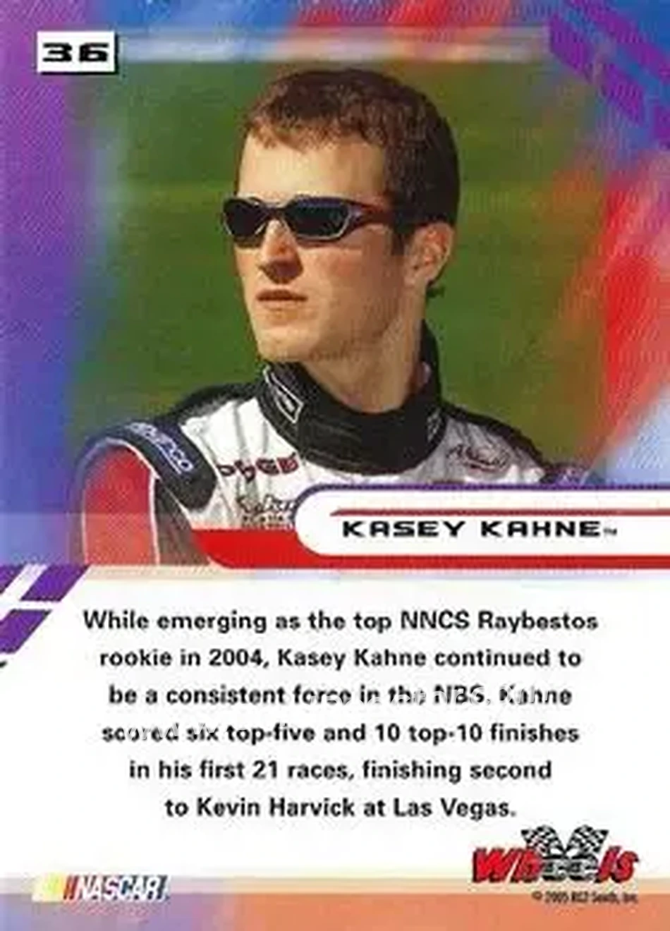 2005 Wheels High Gear #36 - Kasey Kahne - Akins Motorsports - Back 2005 Wheels High Gear #36 - Kasey Kahne - Akins Motorsports - Back