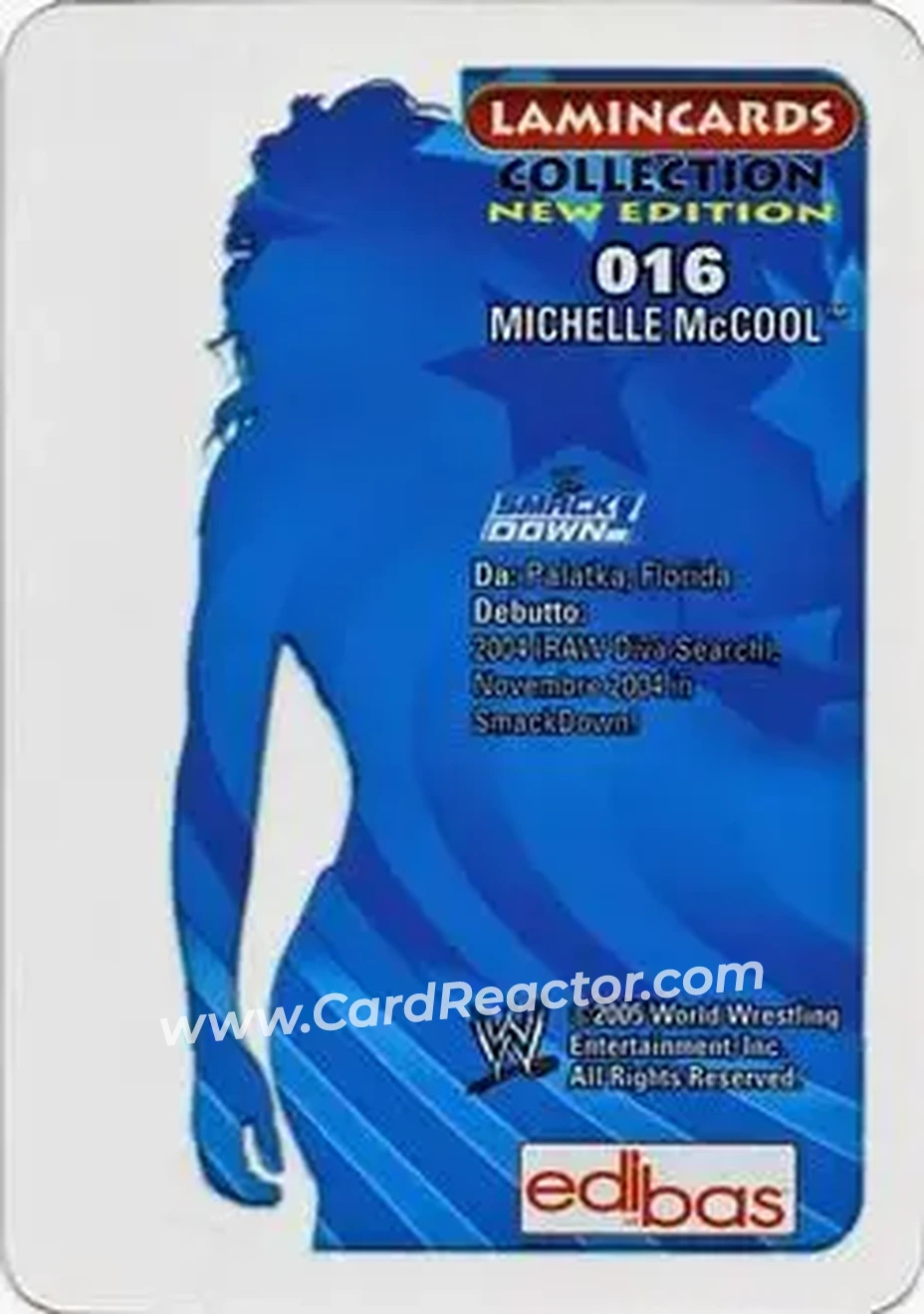 2005 Edibas WWE Lamincards (Italian) #16 - Michelle McCool - Back