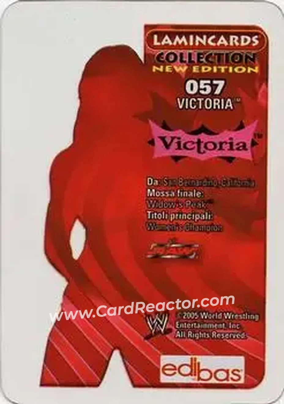 2005 Edibas WWE Lamincards (Italian) #57 - Victoria - Back