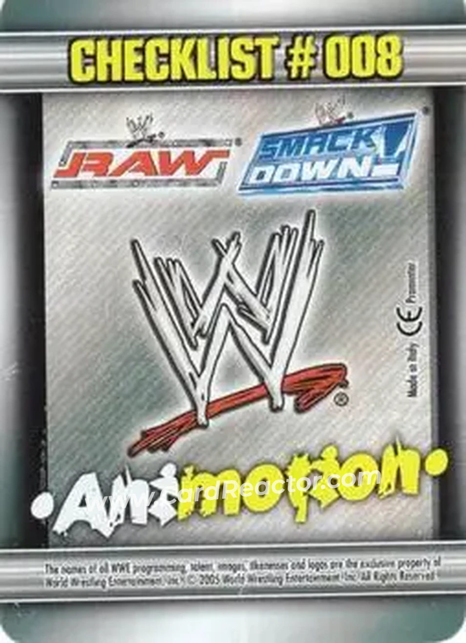 2005 Prominter WWE Animotion RAW / Smackdown! - Checklists #008 - Checklist 008 - Back