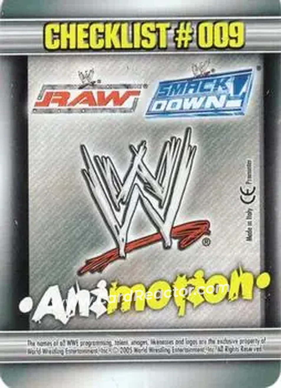 2005 Prominter WWE Animotion RAW / Smackdown! - Checklists #009 - Checklist 009 - Back