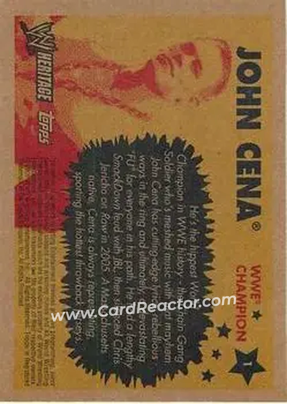2005 Topps Heritage WWE #1 - John Cena - Back
