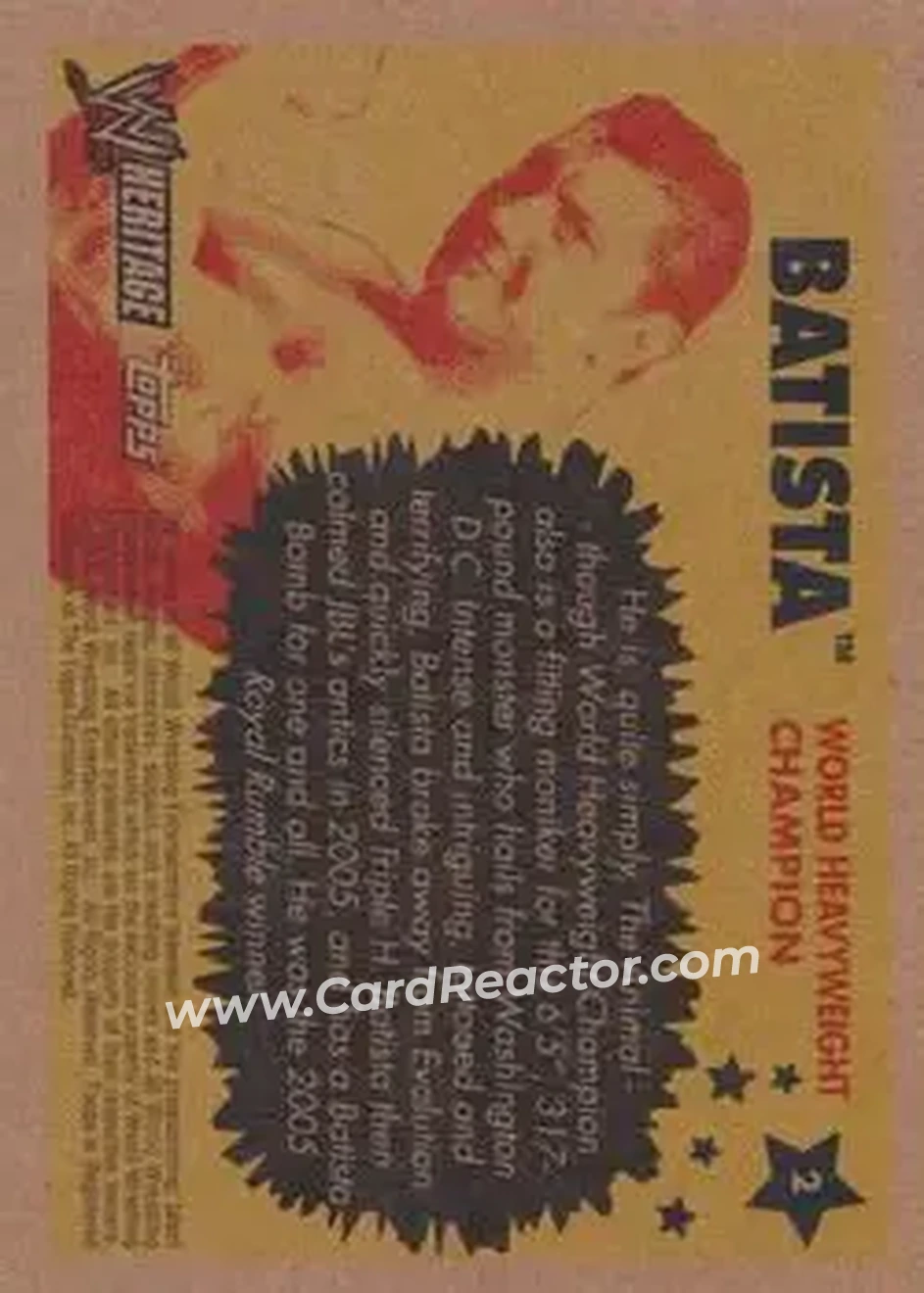 2005 Topps Heritage WWE #2 - Batista - Back 2005 Topps Heritage WWE #2 - Batista - Back