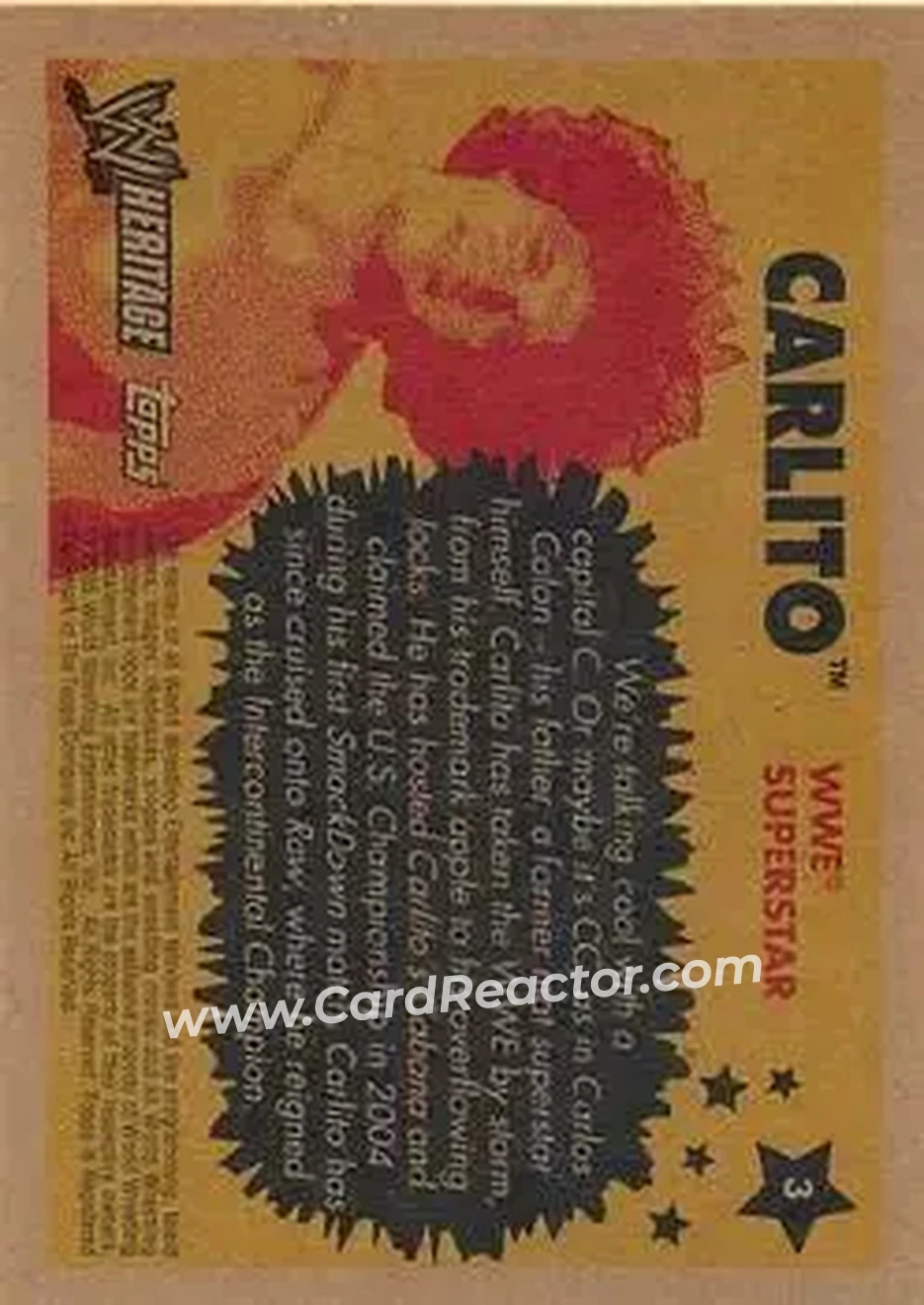 2005 Topps Heritage WWE #3 - Carlito - Back 2005 Topps Heritage WWE #3 - Carlito - Back