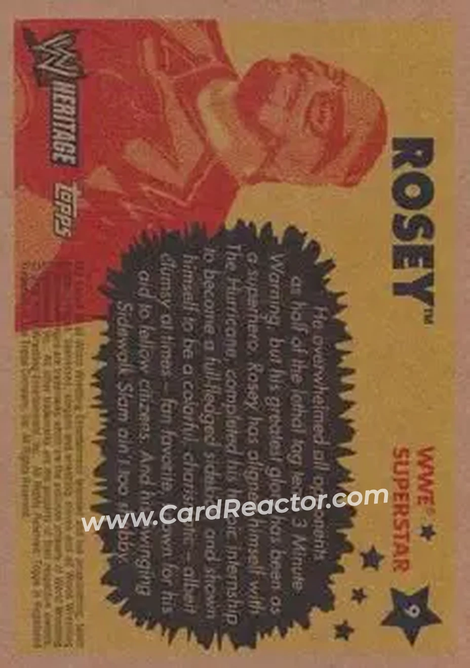 2005 Topps Heritage WWE #9 - Rosey - Back 2005 Topps Heritage WWE #9 - Rosey - Back