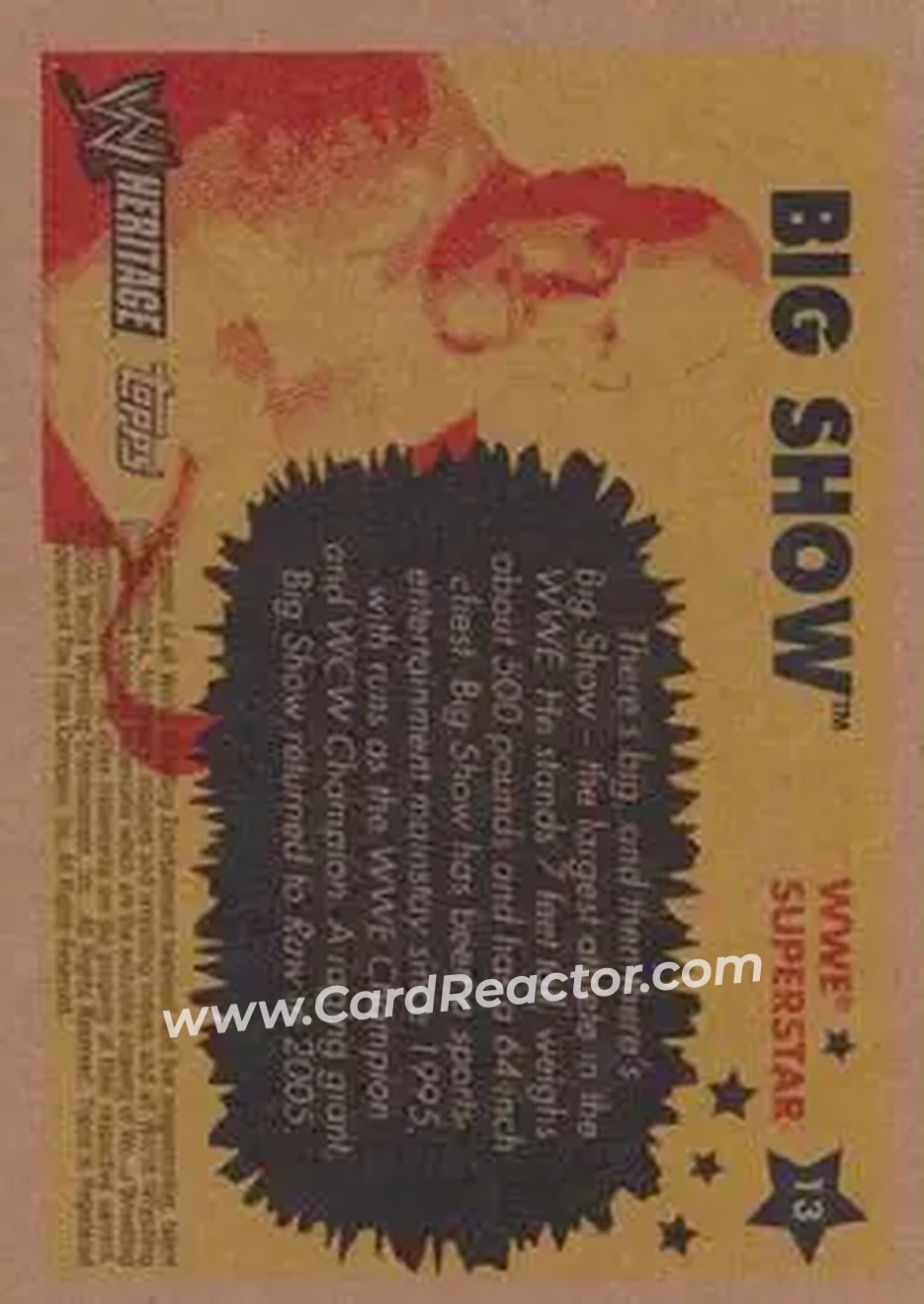 2005 Topps Heritage WWE #13 - Big Show - Back 2005 Topps Heritage WWE #13 - Big Show - Back