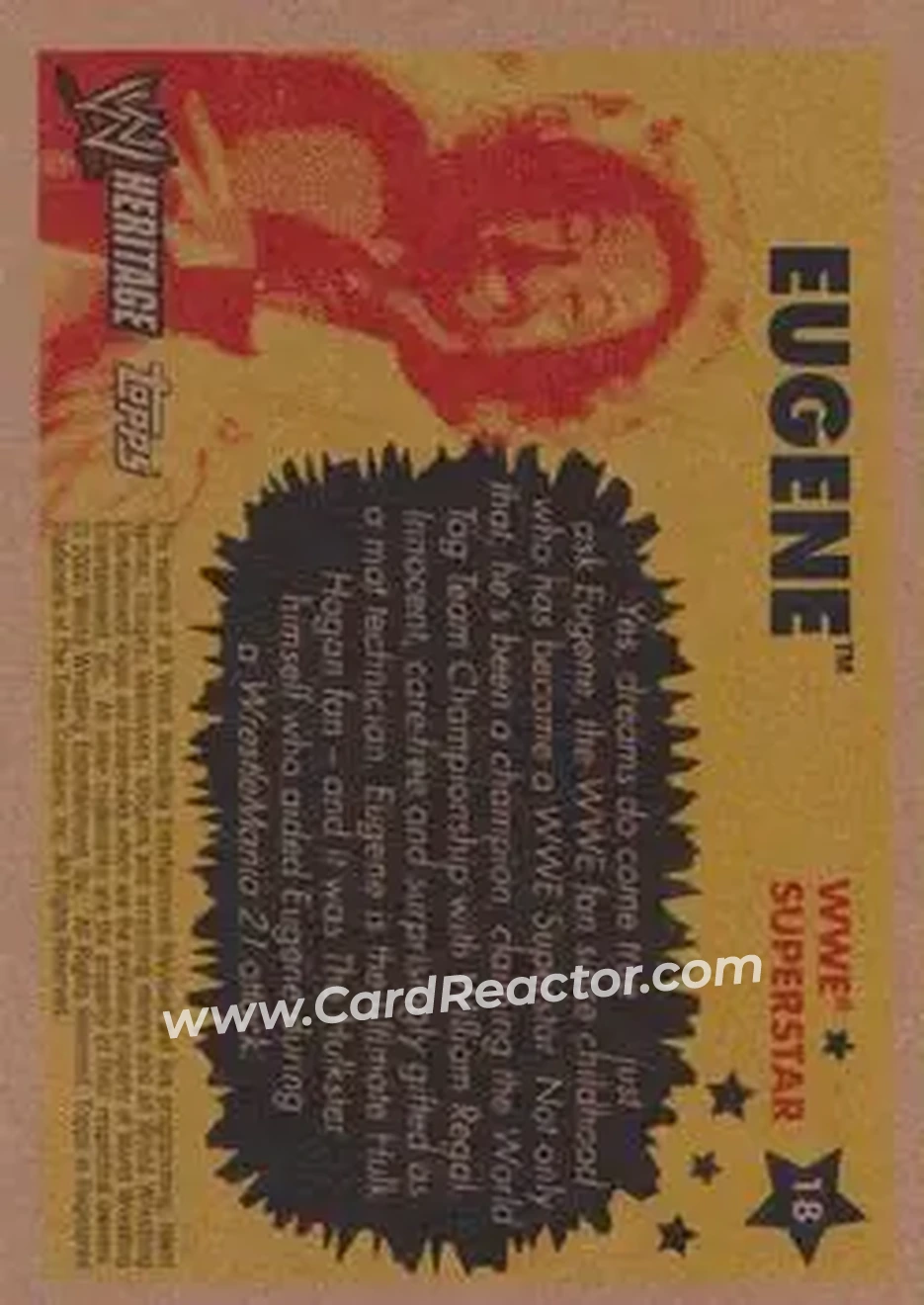 2005 Topps Heritage WWE #18 - Eugene - Back