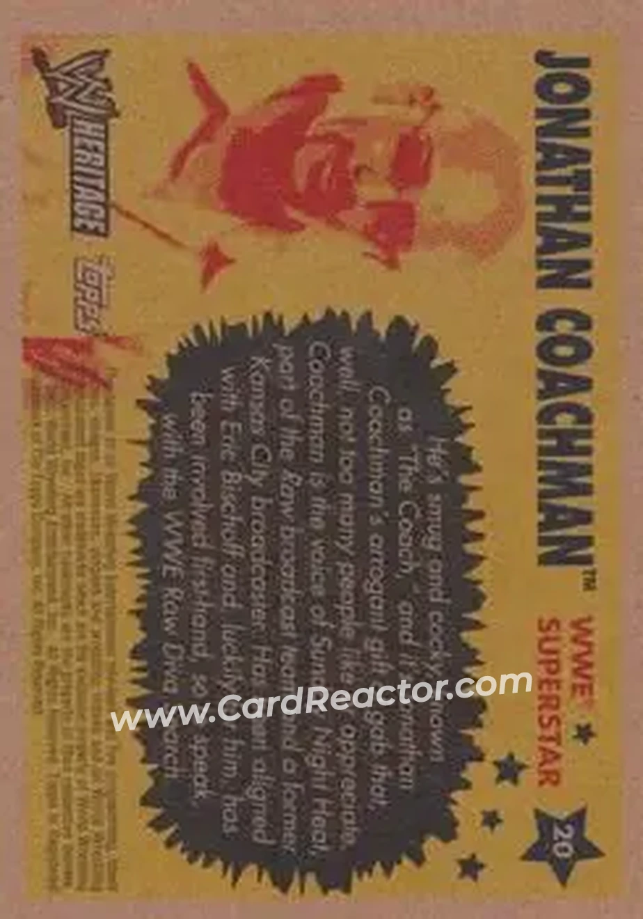 2005 Topps Heritage WWE #20 - Jonathan Coachman - Back 2005 Topps Heritage WWE #20 - Jonathan Coachman - Back