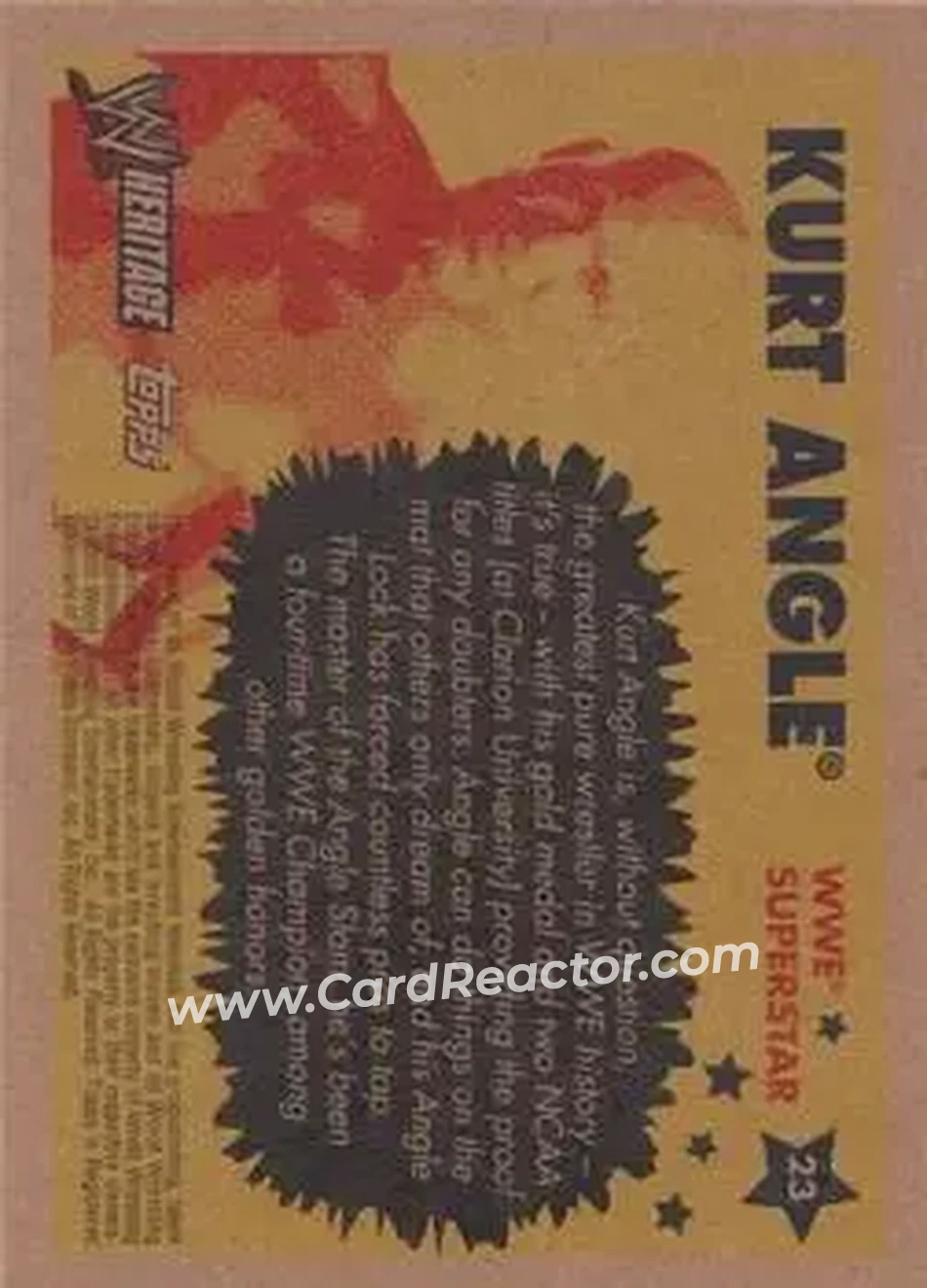 2005 Topps Heritage WWE #23 - Kurt Angle - Back