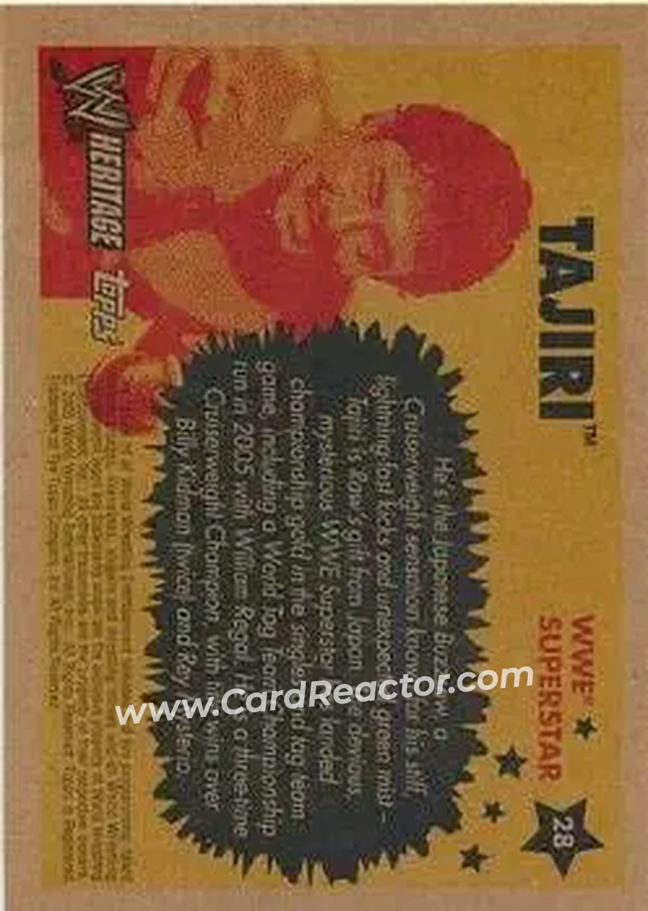 2005 Topps Heritage WWE #28 - Tajiri - Back