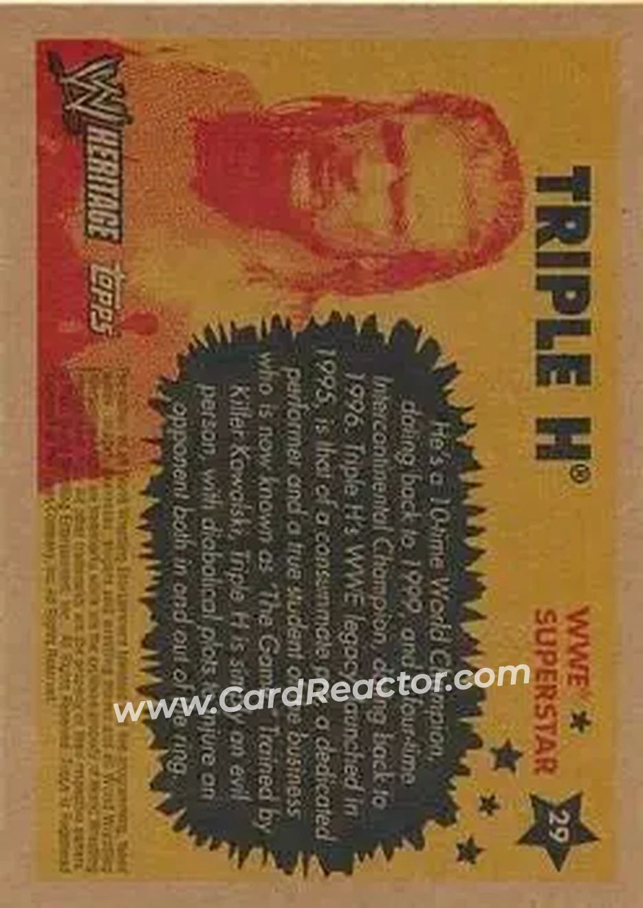 2005 Topps Heritage WWE #29 - Hunter Hearst Helmsley - Back