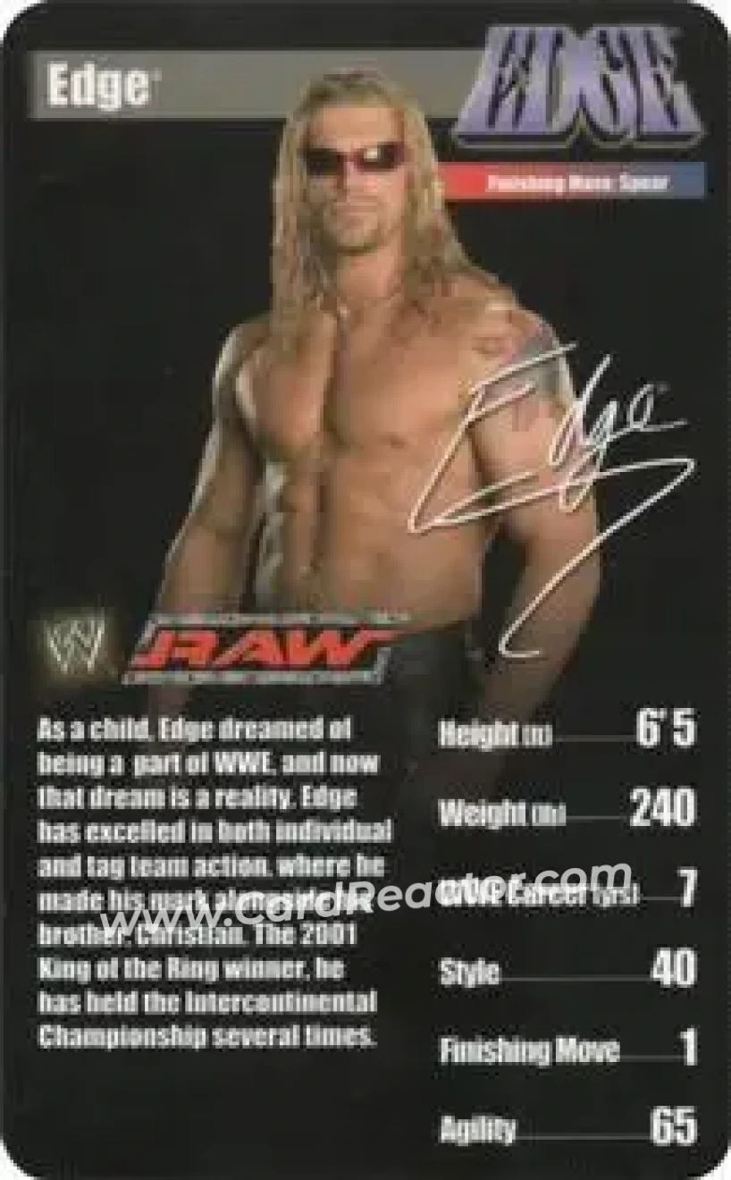2005 Top Trumps Specials WWE Superstars 1 #NNO - Adam Copeland - Front 2005 Top Trumps Specials WWE Superstars 1 #NNO - Adam Copeland - Front