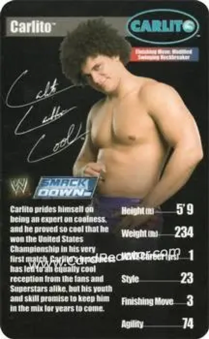2005 Top Trumps Specials WWE Superstars 1 #NNO - Carlito - Front 2005 Top Trumps Specials WWE Superstars 1 #NNO - Carlito - Front