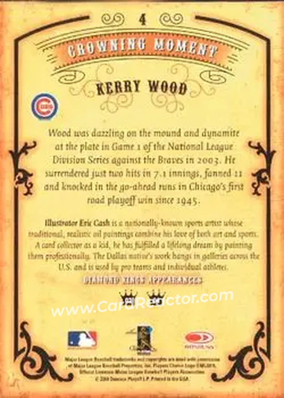 2004 Donruss Diamond Kings #4 - Kerry Wood - Chicago Cubs - Back 2004 Donruss Diamond Kings #4 - Kerry Wood - Chicago Cubs - Back