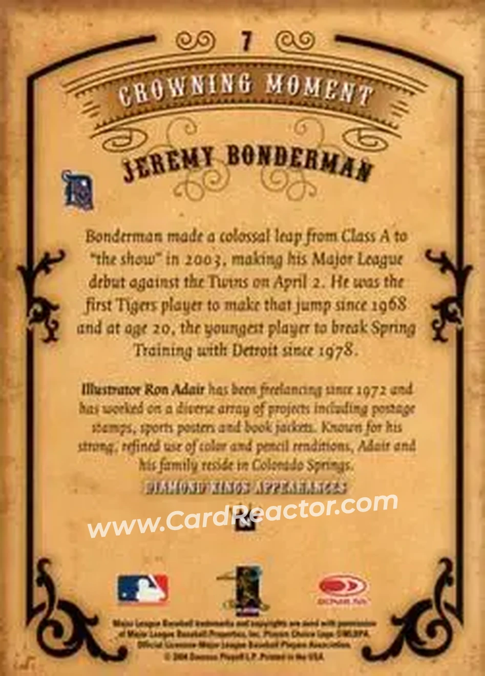 2004 Donruss Diamond Kings #7 - Jeremy Bonderman - Detroit Tigers - Back