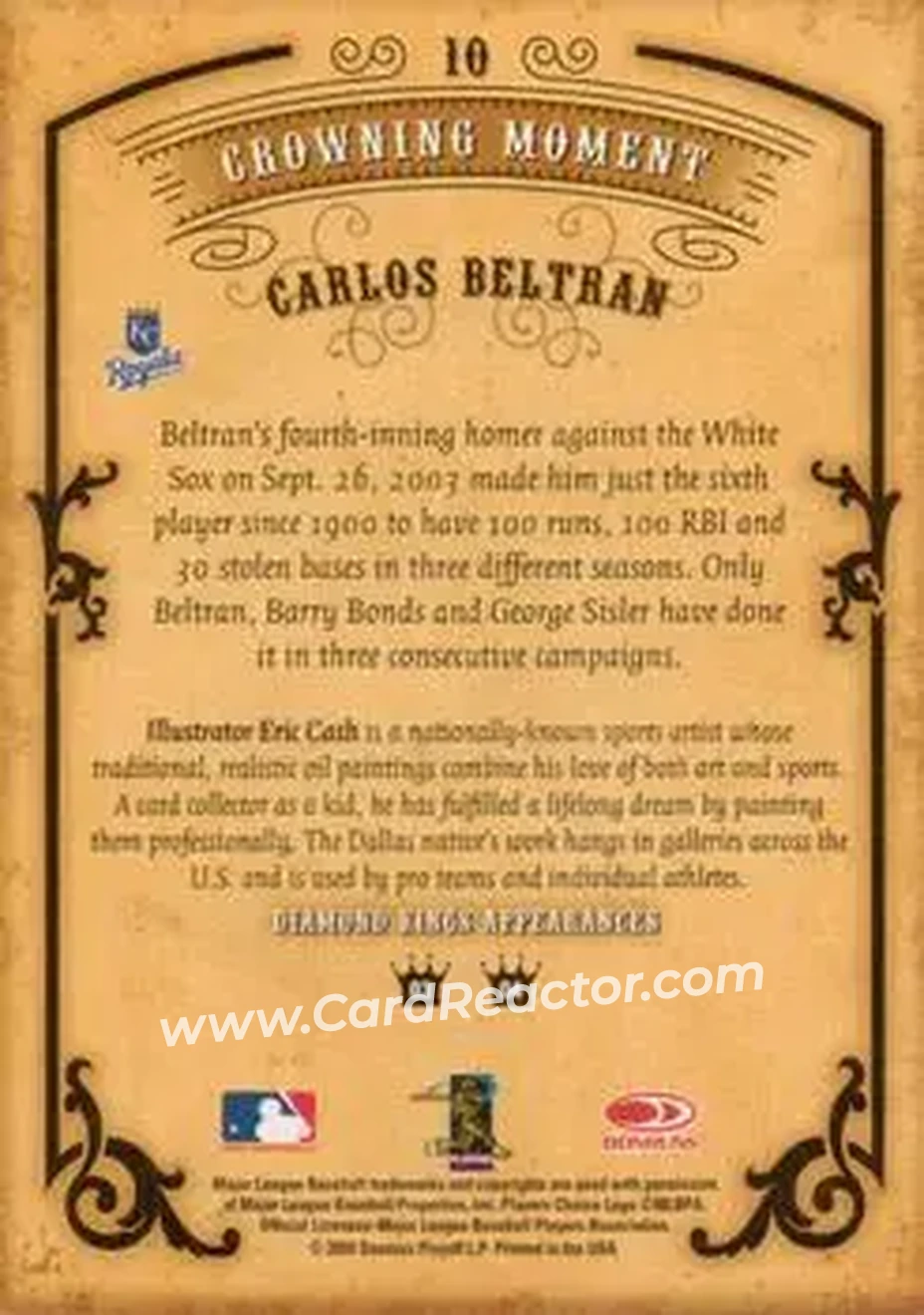 2004 Donruss Diamond Kings #10 - Carlos Beltran - Kansas City Royals - Back