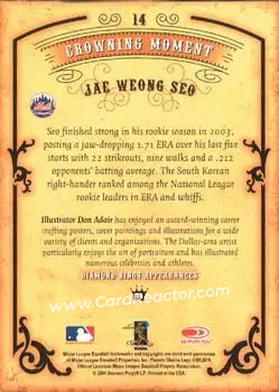 2004 Donruss Diamond Kings #14 - Jae Seo - New York Mets - Back