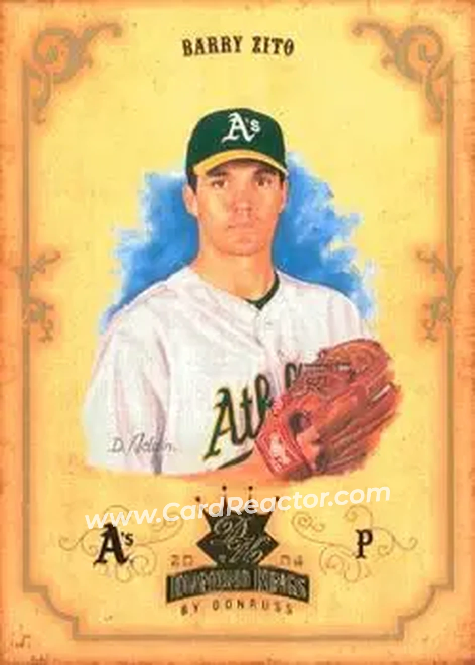 2004 Donruss Diamond Kings #16 - Barry Zito - Oakland Athletics - Front