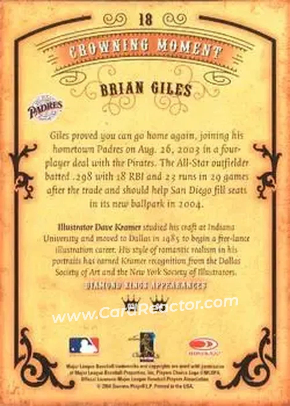 2004 Donruss Diamond Kings #18 - Brian Giles - San Diego Padres - Back 2004 Donruss Diamond Kings #18 - Brian Giles - San Diego Padres - Back