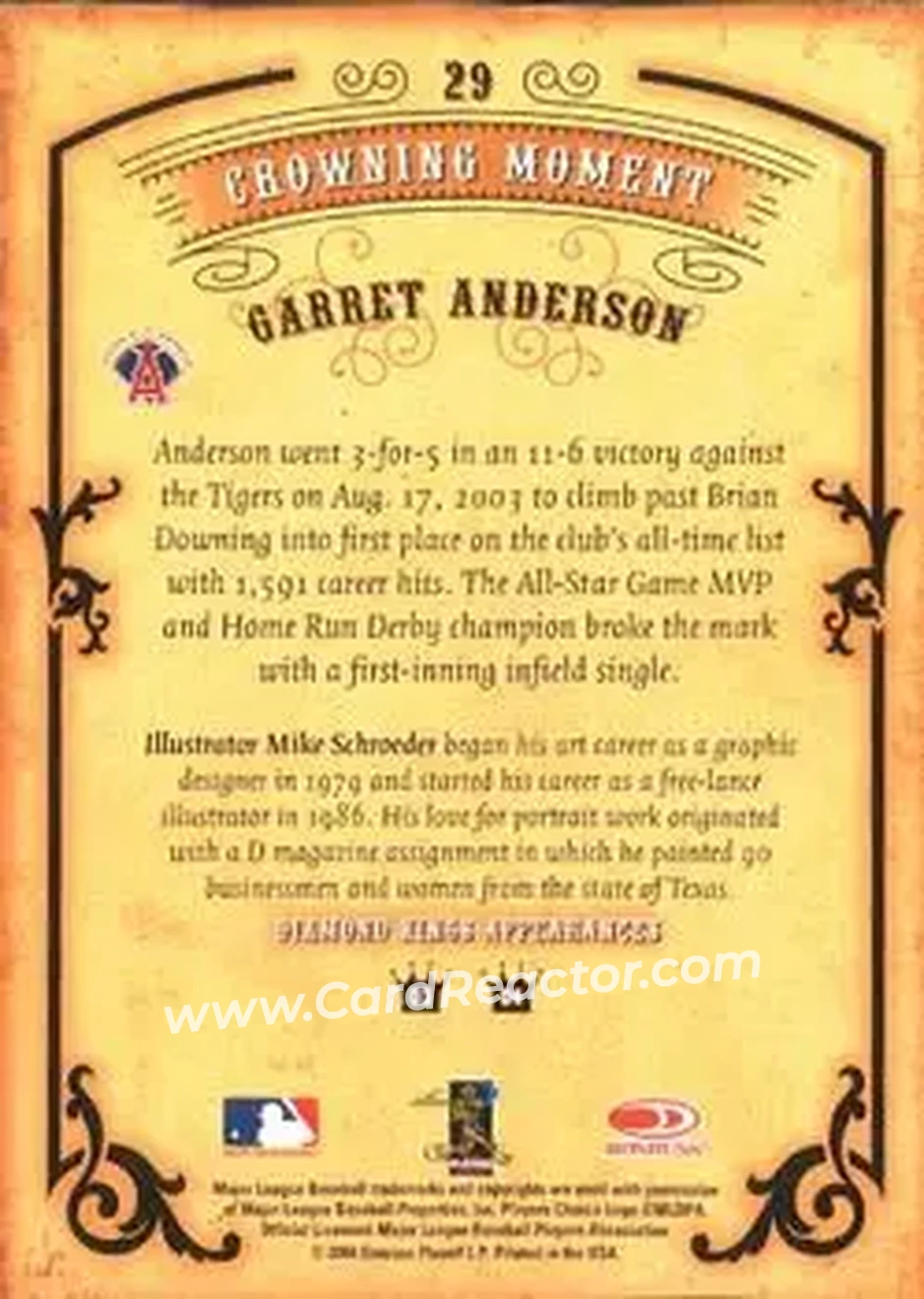 2004 Donruss Diamond Kings #29 - Garret Anderson - Anaheim Angels - Back 2004 Donruss Diamond Kings #29 - Garret Anderson - Anaheim Angels - Back