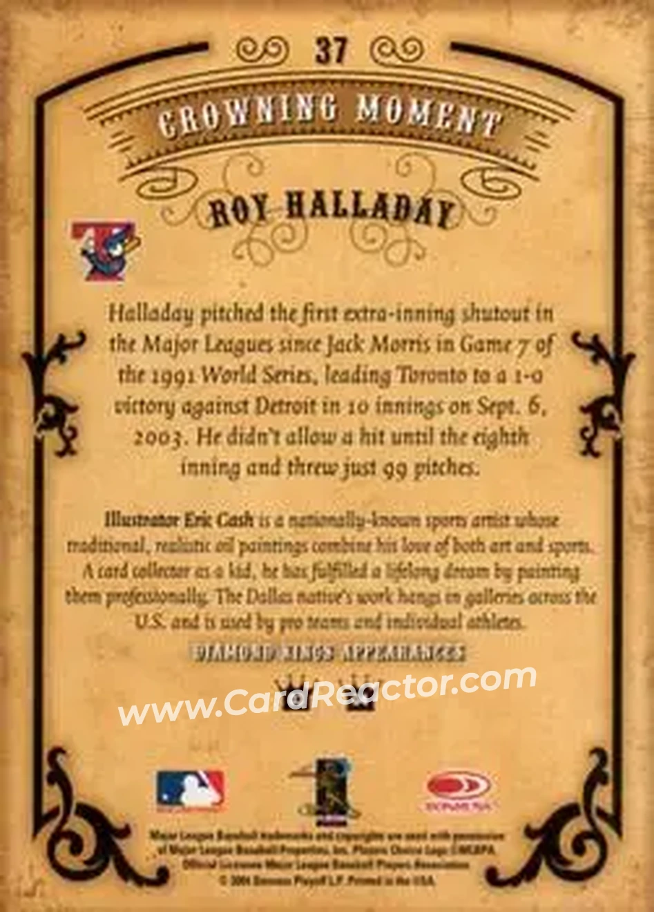 2004 Donruss Diamond Kings #37 - Roy Halladay - Toronto Blue Jays - Back
