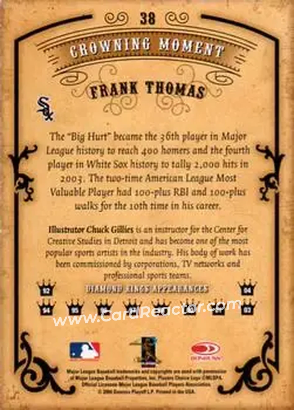 2004 Donruss Diamond Kings #38 - Frank Thomas - Chicago White Sox - Back