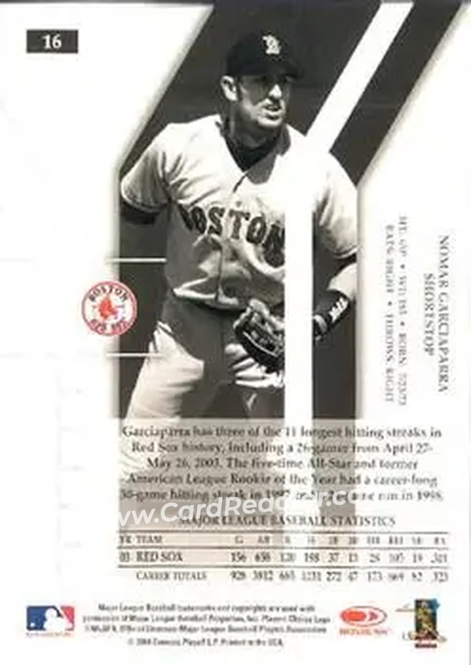 2004 Donruss Elite #16 - Nomar Garciaparra - Boston Red Sox - Back 2004 Donruss Elite #16 - Nomar Garciaparra - Boston Red Sox - Back