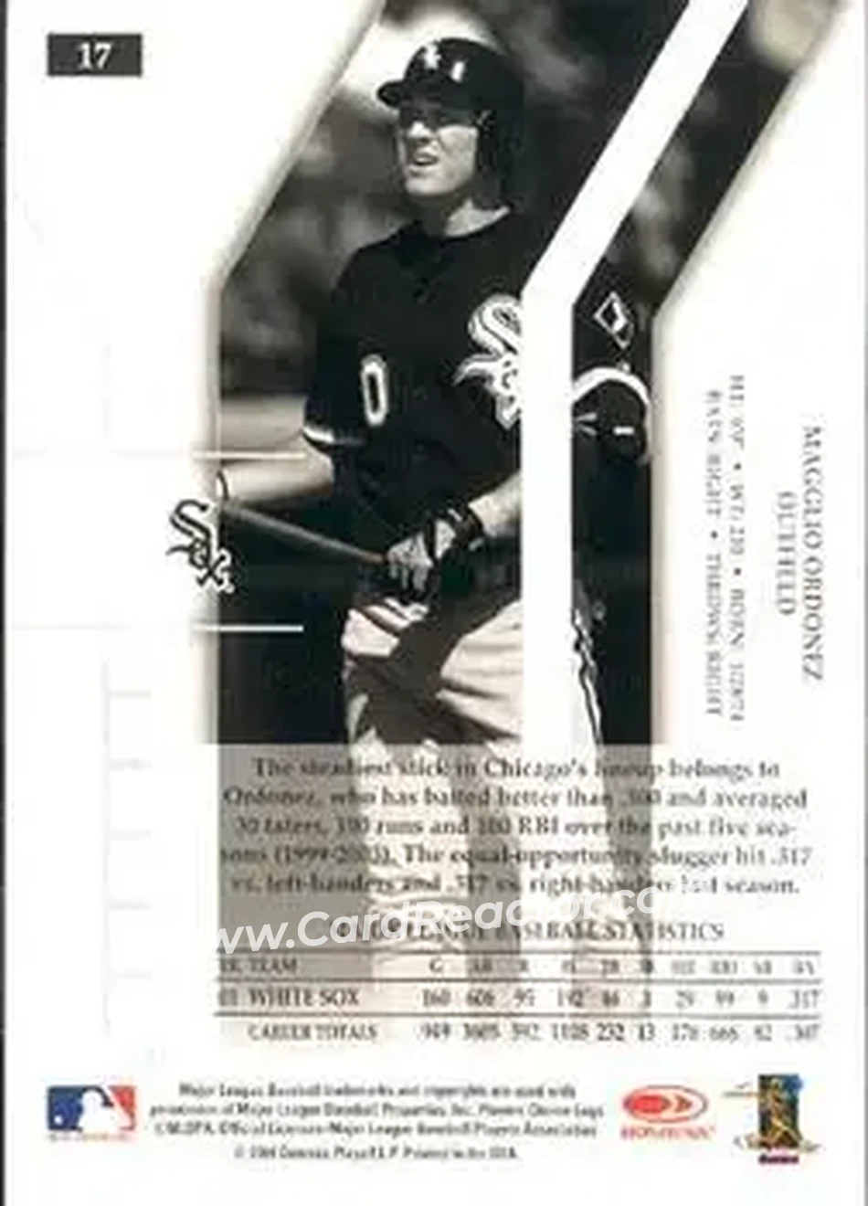 2004 Donruss Elite #17 - Magglio Ordonez - Chicago White Sox - Back